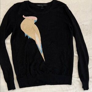 Marc By Marc Jacobs Black Sweater with Colorful Parrot
